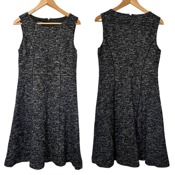 Talbots Sleeveless Textured Knit Shift Dress Size 8 Black White Lined NEW - Picture 1 of 6